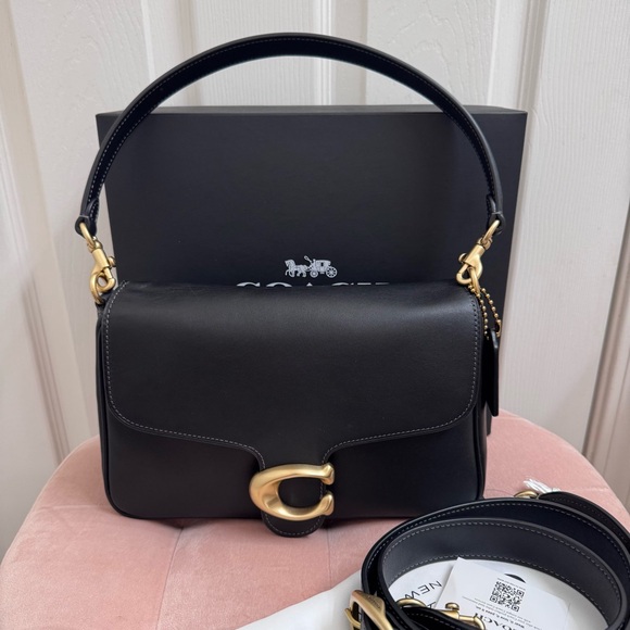 Coach Soft Tabby Shoulder Bag in Black with Brass - Picture 2 of 14